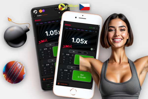 Pelican Casino Aviator spuštěný v mobilním prohlížeči na telefonu bez instalace aplikace