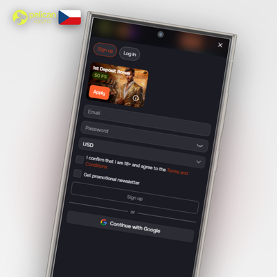Ikona e-mailu a hesla pro vytvoření účtu v Pelican Casino metodou e-mail