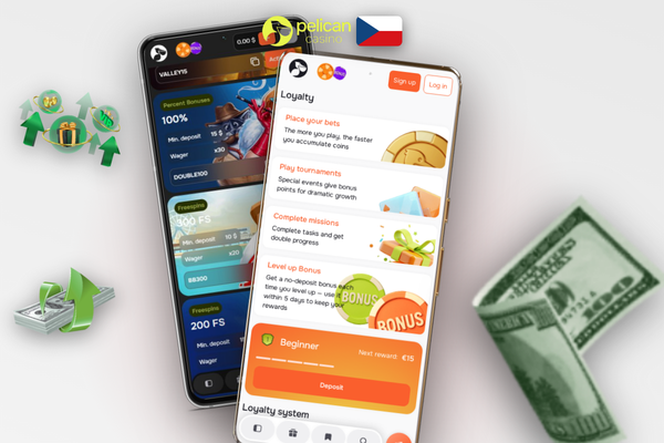 Mobilní registrační formulář Pelican Casino s polem pro zadání promo kódu