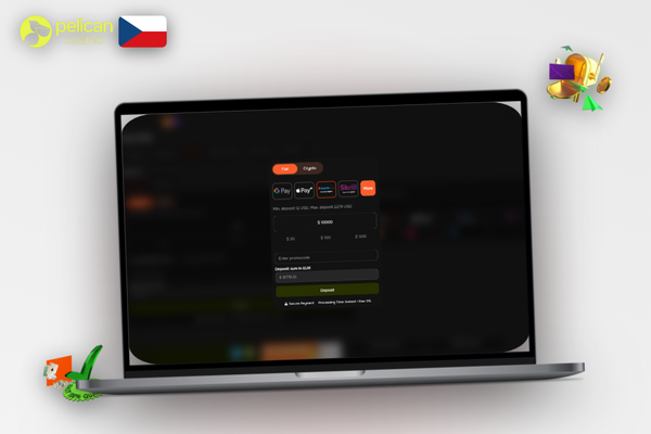 Mobilní krypto peněženka skenuje QR kód pro vklad v Pelican Casino na notebooku